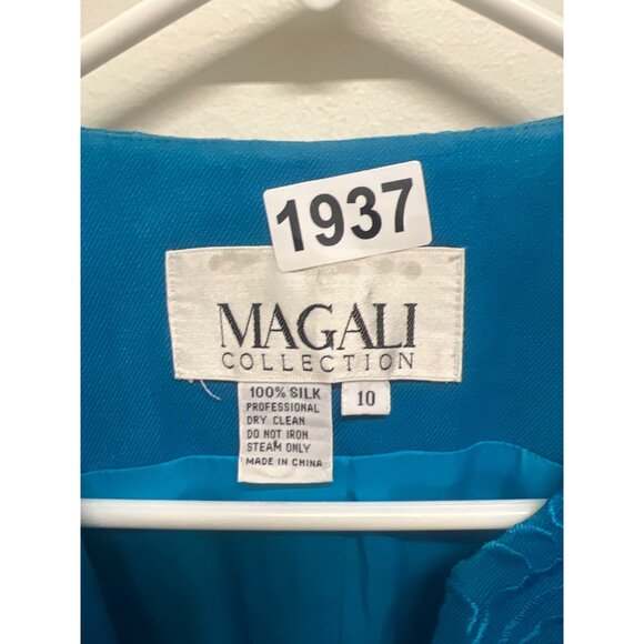 Vintage Magali Collection Womens Silk Blue  Embroidered & Sequined Jacket Size 1 - Picture 5 of 8